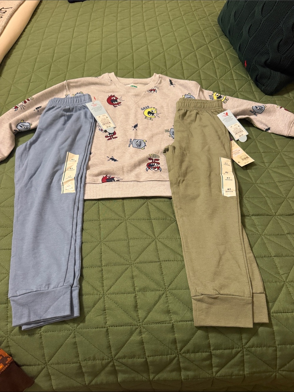 Cat & Jack Kids Elastic Waist Jogger Pants - Light Blue & Olive Green